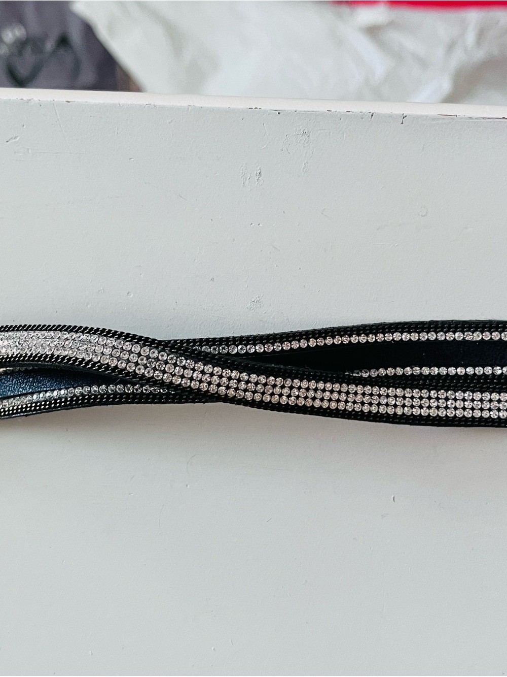 Black Rhinestone Criss Cross Wrap Bracelet - Womens Jewelry